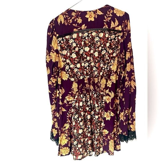 NWT Free People Odette Printed Tunic / Espresso Combo Size M - Picture 5 of 6